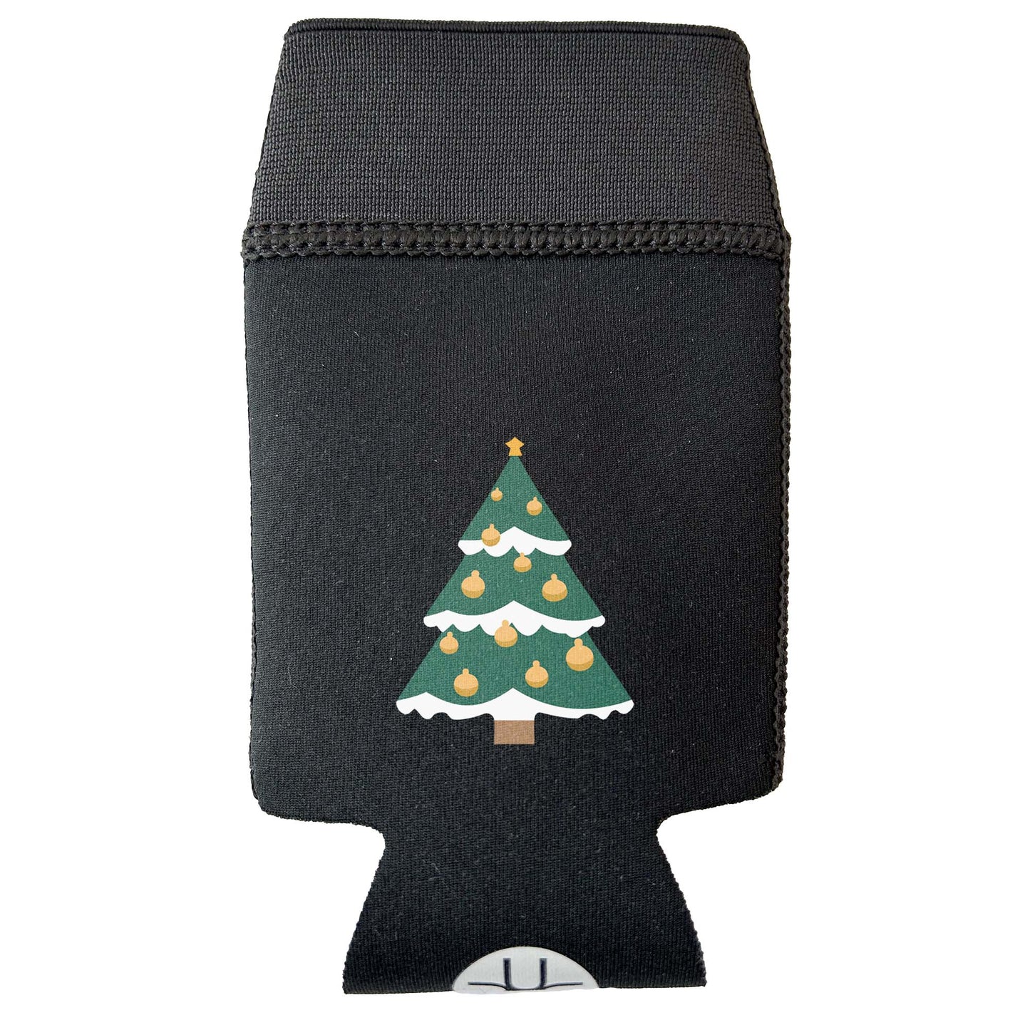 Black Candabra Beverage Sleeve with a cute Christmas Tree design.  Shown without any beverage container.