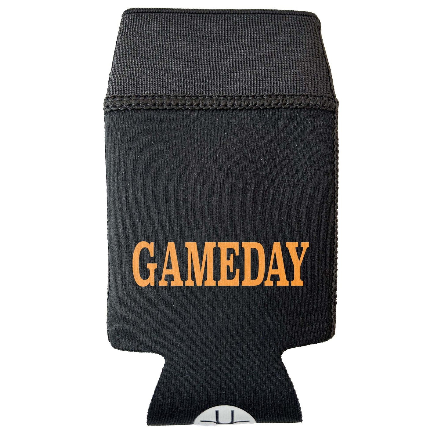 All Black Candabra Hero, Black Neoprene Sleeve with Black elastic.  Embellished with the word GAMEDAY in bright orange all cap block letters.